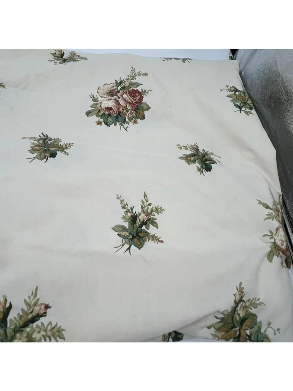 Dan River Cal King Floral Fitted Sheet Beige Green Flower Cotton Blend Bedding